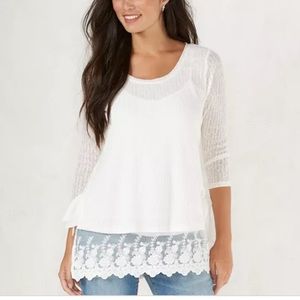 LC Lauren Conrad Bohemian Marshmallow Side Bow Tunic White Size XS